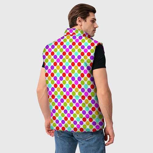 Мужской жилет Разноцветный горох на белом / 3D-Черный – фото 4