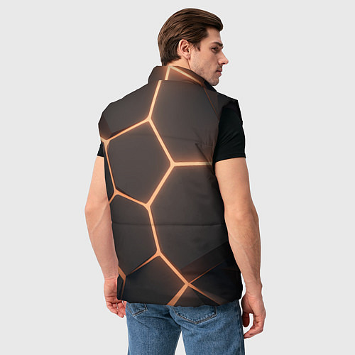 Мужской жилет Серая текстура из сот / 3D-Черный – фото 4