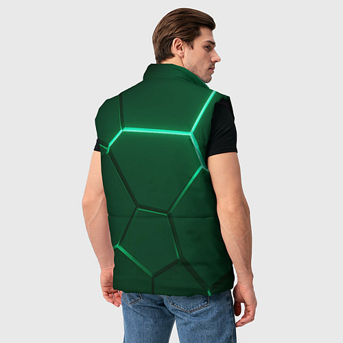Мужской жилет Зеленые плиты с неоном / 3D-Черный – фото 4