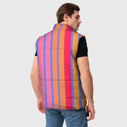 Мужской жилет Теплые цветные полосы / 3D-Черный – фото 4