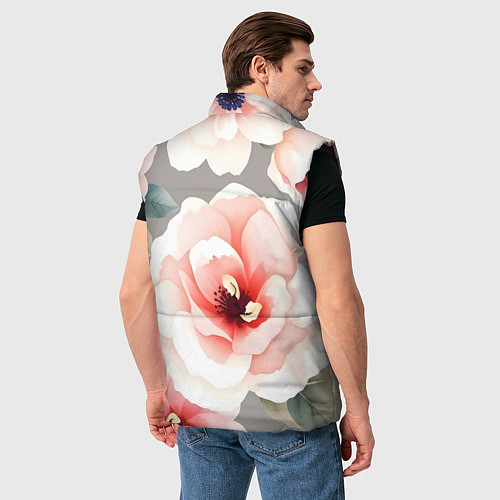Мужской жилет Нежные цветы / 3D-Черный – фото 4