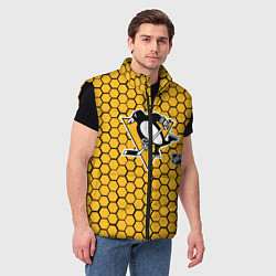 Мужской жилет Питтсбург Пингвинз - желтые соты, цвет: 3D-черный — фото 2