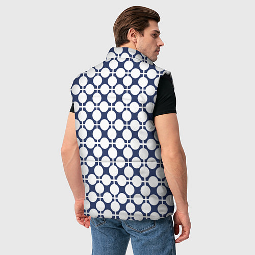 Мужской жилет Серо-белый узор в клетку и горох ретро / 3D-Черный – фото 4