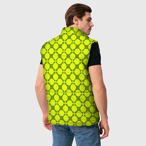 Мужской жилет Желто зеленый неоновый узор ретро в горох / 3D-Черный – фото 4