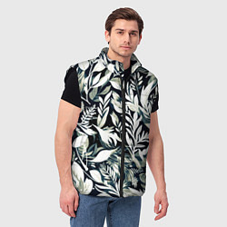 Мужской жилет Чёрно-белый стилизованный цветочный, цвет: 3D-черный — фото 2