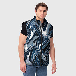 Мужской жилет Тёмно-синий искажённая абстракция, цвет: 3D-черный — фото 2