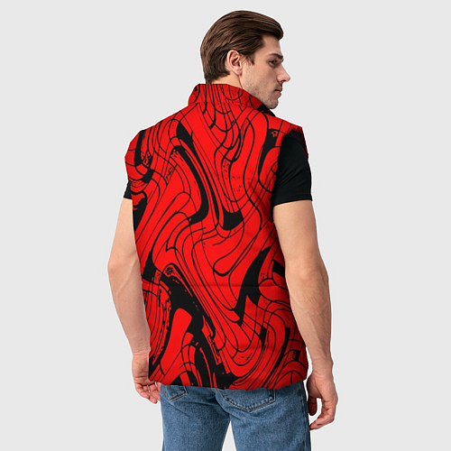 Мужской жилет Чёрно-красный абстрактный линии / 3D-Черный – фото 4
