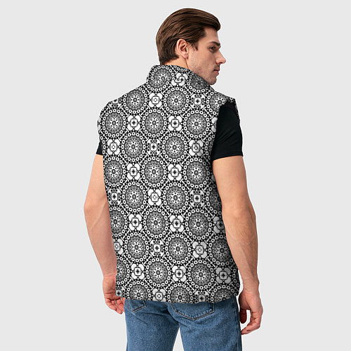 Мужской жилет Черно белый кружевной узор / 3D-Черный – фото 4