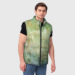 Мужской жилет Абстракция - faded spots on a green background, цвет: 3D-черный — фото 2