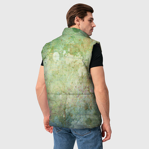 Мужской жилет Абстракция - faded spots on a green background / 3D-Черный – фото 4