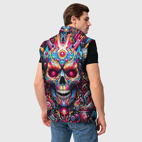 Мужской жилет Art cyber skull - ai art fantasy / 3D-Черный – фото 4