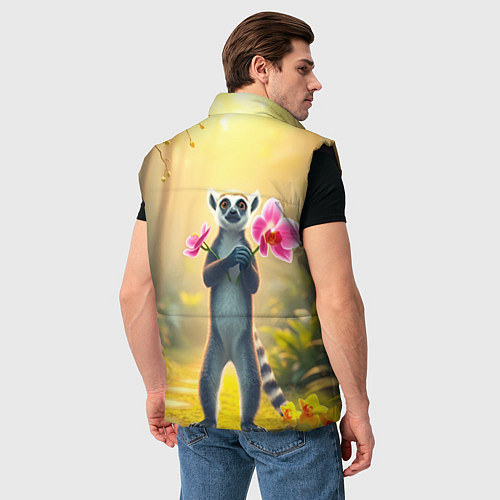 Мужской жилет Лемур несёт орхидеи для любимой / 3D-Черный – фото 4