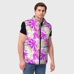 Мужской жилет Palm tree pink, цвет: 3D-черный — фото 2