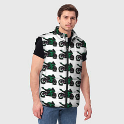 Мужской жилет Motorbike dark green, цвет: 3D-черный — фото 2