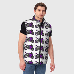 Мужской жилет Motorcycle purple, цвет: 3D-черный — фото 2
