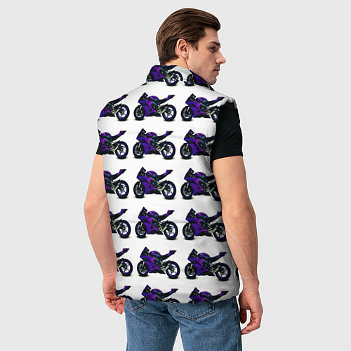 Мужской жилет Motorcycle purple gloss / 3D-Черный – фото 4