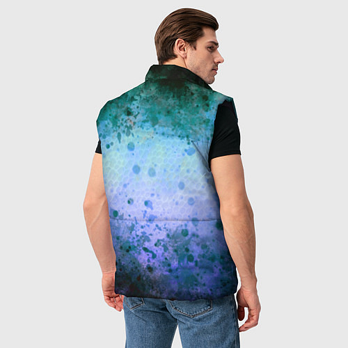 Мужской жилет Абстракция - blue-green acid / 3D-Черный – фото 4