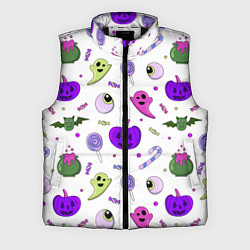 Мужской жилет Halloween purple pumpkin pattern, цвет: 3D-черный