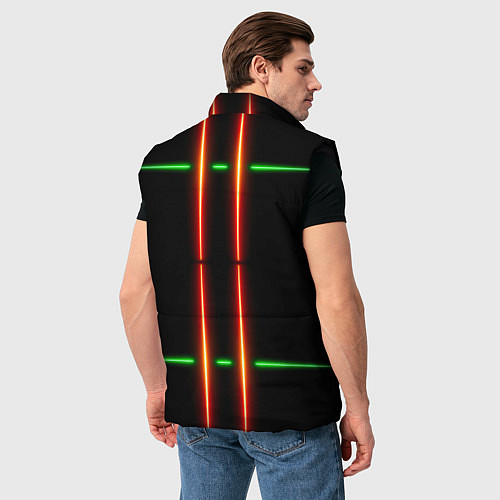 Мужской жилет Neon green black red line / 3D-Черный – фото 4
