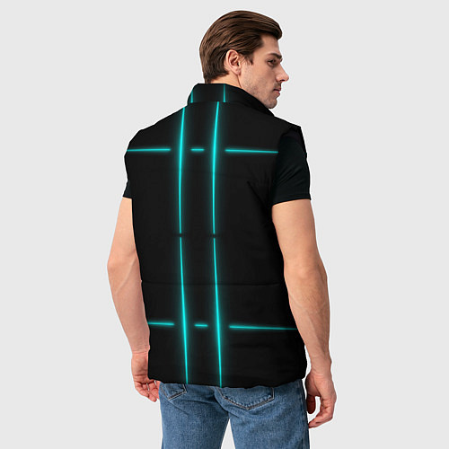 Мужской жилет Neon black light blue line / 3D-Черный – фото 4