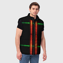 Мужской жилет Color black green red lines, цвет: 3D-черный — фото 2