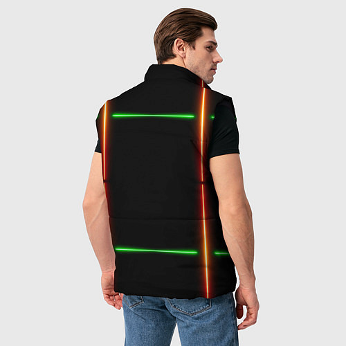 Мужской жилет Color black green orange lines / 3D-Черный – фото 4