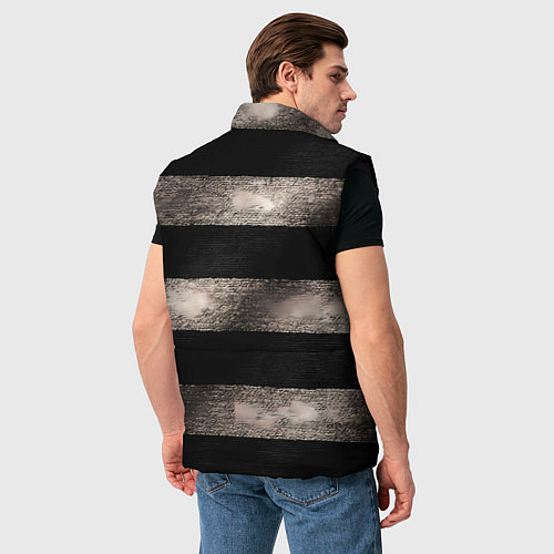 Мужской жилет Черно-белая тельняшка текстура / 3D-Черный – фото 4