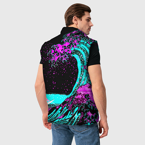 Мужской жилет Doom самураи неоновая волна / 3D-Черный – фото 4