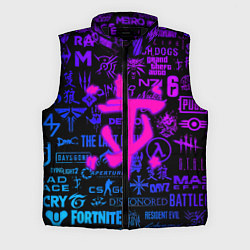 Мужской жилет Doom логотипы игр неон, цвет: 3D-черный