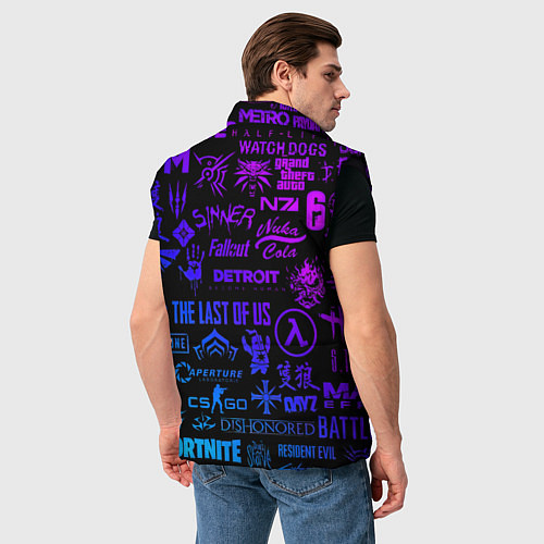 Мужской жилет Doom логотипы игр неон / 3D-Черный – фото 4