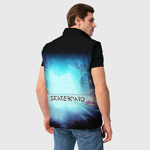 Мужской жилет Bender is a skateboarder in neon street - ai art / 3D-Черный – фото 4