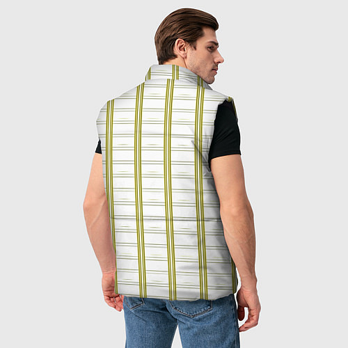 Мужской жилет Color white cage yellow stripes / 3D-Черный – фото 4