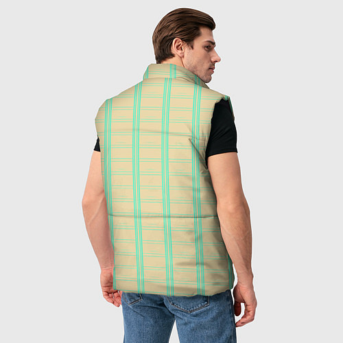 Мужской жилет Color beige cage blue stripes / 3D-Черный – фото 4