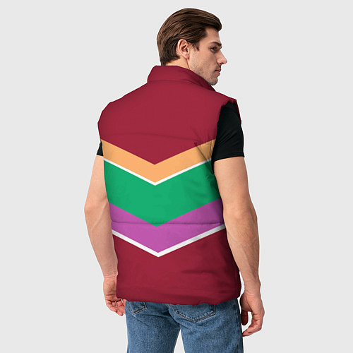 Мужской жилет Тёмный красный с полосами / 3D-Черный – фото 4