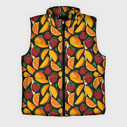 Мужской жилет Ягоды и фрукты в паттерне: малина манго апельсин