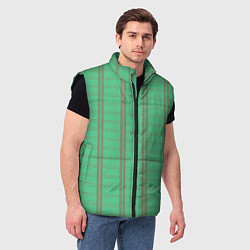 Мужской жилет Color green cage brown stripes, цвет: 3D-черный — фото 2