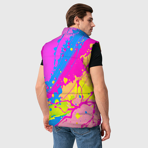 Мужской жилет Яркая абстракция из розовых и голубых красок / 3D-Черный – фото 4