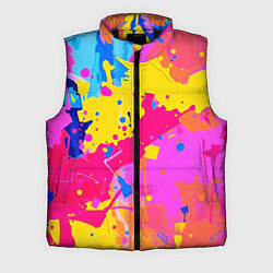 Мужской жилет Яркие пятна акриловой краски на стене, цвет: 3D-черный