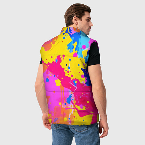 Мужской жилет Яркие пятна акриловой краски на стене / 3D-Черный – фото 4