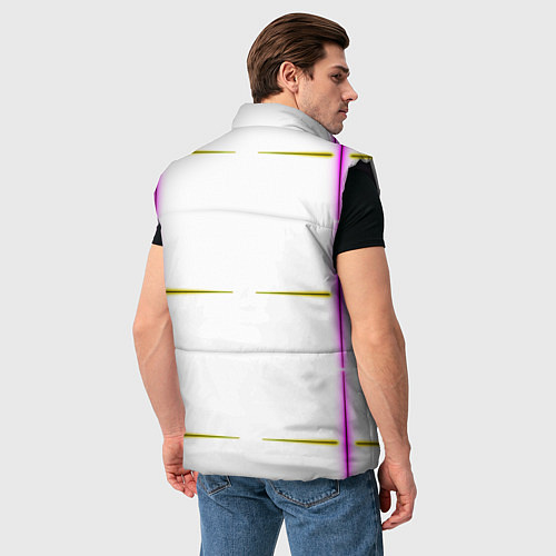 Мужской жилет Color white pink yellow stripes / 3D-Черный – фото 4