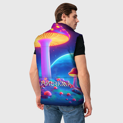 Мужской жилет Робот-сгибальщик Бендер находится под неоновым мух / 3D-Черный – фото 4