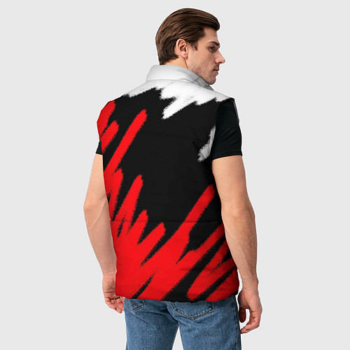 Мужской жилет Спорт бело-чёрно-красный штрихи / 3D-Черный – фото 4