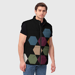 Мужской жилет Honeycombs autumn colors, цвет: 3D-черный — фото 2