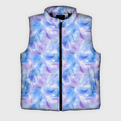 Мужской жилет Узор из голубых и сиреневых перьев