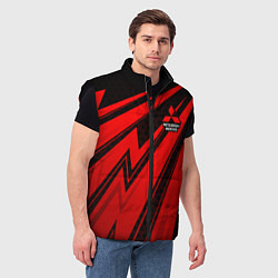 Мужской жилет Митсубиси - красные молнии, цвет: 3D-черный — фото 2