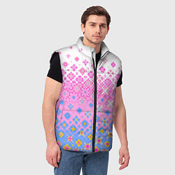 Мужской жилет Розово-голубой узор, цвет: 3D-черный — фото 2