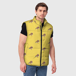 Мужской жилет Утка мандаринка на желтом - паттерн, цвет: 3D-черный — фото 2