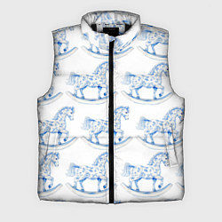Мужской жилет Лошадка качалка гжель, цвет: 3D-черный