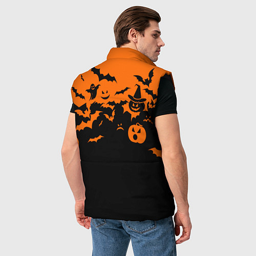 Мужской жилет Хэллоуин тыквы и призраки / 3D-Черный – фото 4