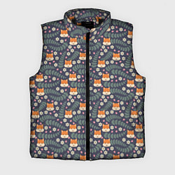 Мужской жилет Лесной паттерн с лисьими мордами